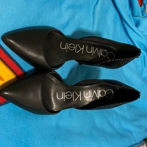 Calvin Klein 3” leather pumps.
